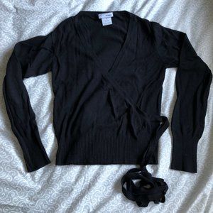 S H&M HENNES soft stretch wrap sweater - black